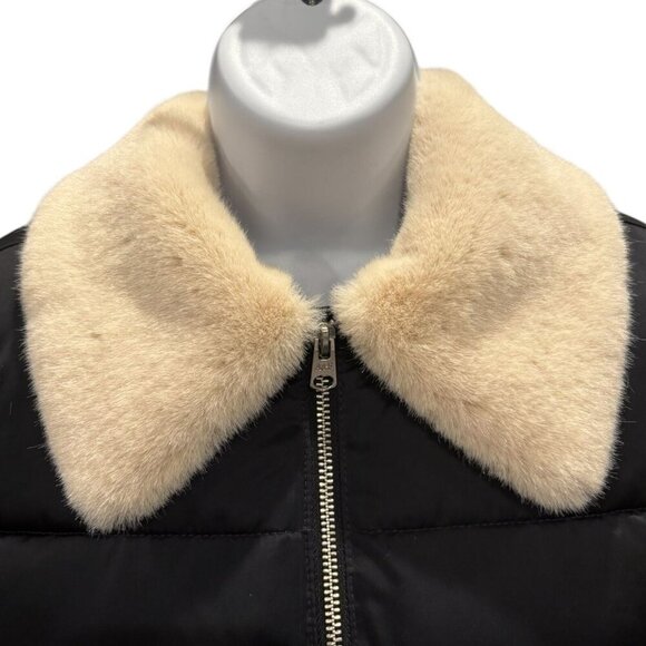 A&F Ultra Puffer Bomber Jacket Faux Fur Black Zip Women’s XS - Picture 3 of 8